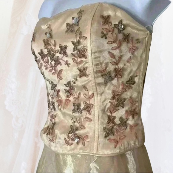 Vintage Fairycore Princess Coquette Embroidered Corset Prom Dress 8 Made In USA - Picture 14 of 15